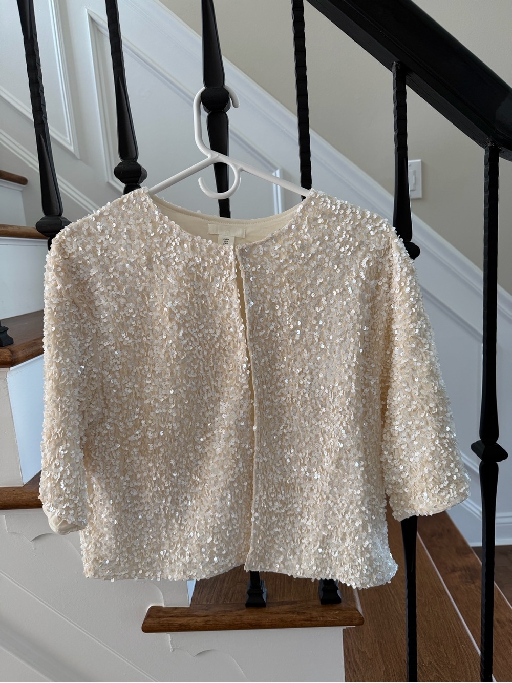 H&M Cream Sequin Cropped Blazer